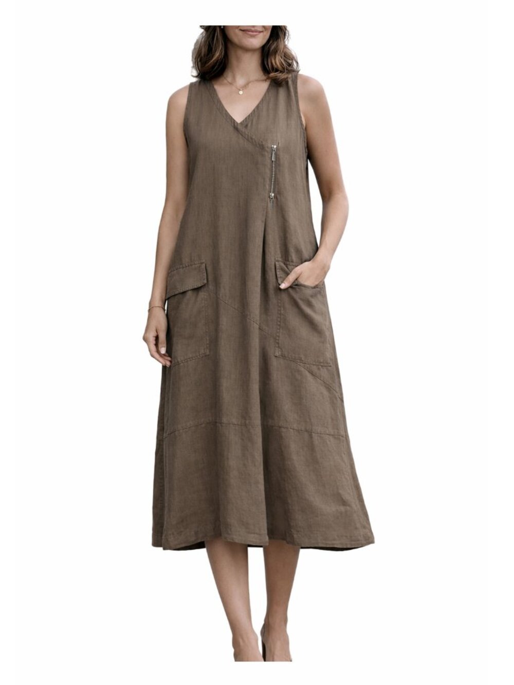 Kokomarina  Linen Sleeveless Lagenlook Midi Dress